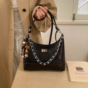 Spring Women’s Diamond Pattern Chain Underarm Trendy Chic Simple Commuter Shoulder Crossbody Bag For Ladies