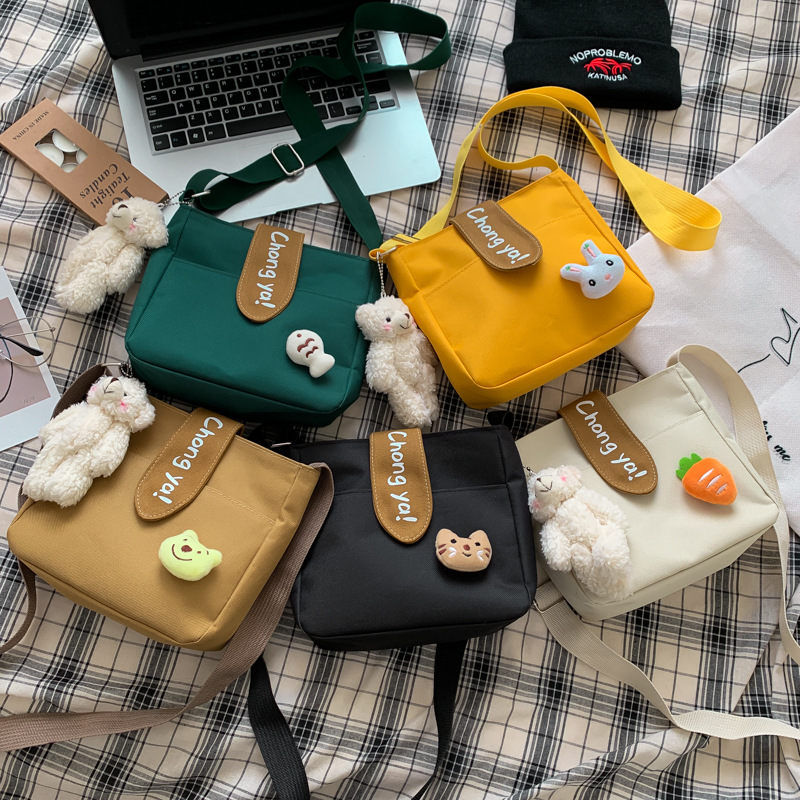 Summer New Canvas For Women Korean Style Cute Girl Shoulder Ins Crossbody Small Square Bag - Image 2