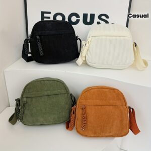 Japanese Retro Black Vertical Corduroy Camera Bag Braided Tassel Detail Multi Compartment Adjustable Strap Ladies Daily
