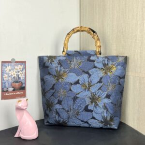 Women’s Bags Double Sided Embroidery And Hot Stamping Three Dimensional Handmade Large Capacity Plastic Bamboo Canvas