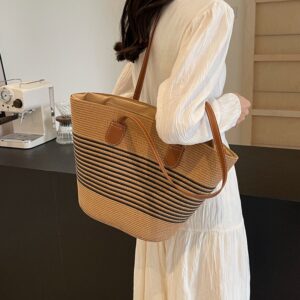 Bag For Women, Summer Beach Tote Large Capacity Shoulder Vegetable Rattan Woven Straw Bag, Basket Bucket
