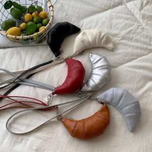 2026 Niche Design Textured Soft Leather Mini Croissant Bag Exquisite Handheld Lanyard Coin Purse