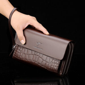 Men’s Bags new high end double zipper large capacity multi card storage bag men’s business clutch