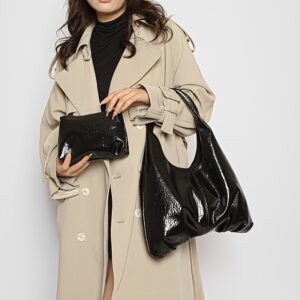Soft Textured Faux Leather Women Underarm Set Trendy Large Capacity Shoulder Tote Bag With Matching Mini Wallet Daily