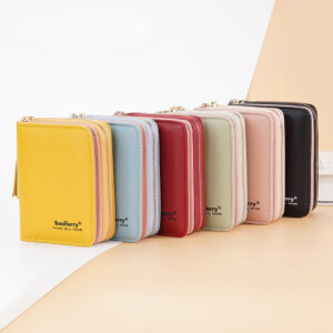 Women’s Short Zipper Wallet, Tassel Design Accordion Holder, Multi Card Slots Purse, Small Coin Pocket, Multiple Solid