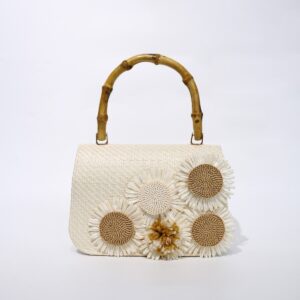 High-end Women Floral Decor Beach Top Handbag, Suitable For Summer Vacation Use.