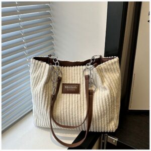 Women’s Corduroy Shoulder Tote Bag – Large Capacity Crossbody Purse With Chain Strap, Stylish & Spacious Everyday