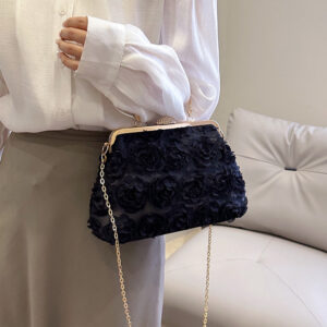 Evening Bag Women, Chinese Style, Three-Dimensional Flowers, Stylish Bride Bag, Fashionable Chain, Single Shoulder,