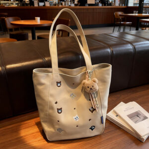 Simple And Cute Casual Embroidered Cartoon Canvas 2026 New Model Large-capacity Solid Color Vintage Shoulder Bag For