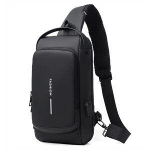 Men’s Shoulder Crossbody Multifunctional Sports Waterproof Backpack USB Charging Port Anti-theft Chest Bag