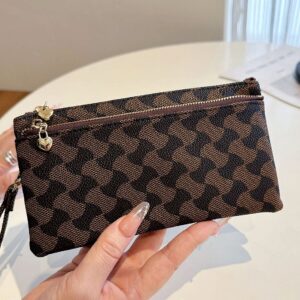 Women’s Stylish Vintage Print Clutch Bag – Elegant Small Crossbody Purse With Woven Detail, Zip Closure & Inner Pocket