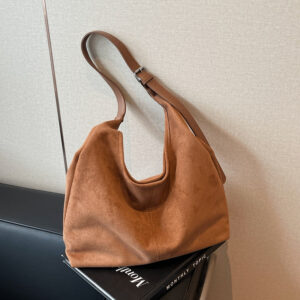 Autumn Winter Suede Large Capacity Single Shoulder Underarm Tote Retro Commuter Versatile Mother-Daughter