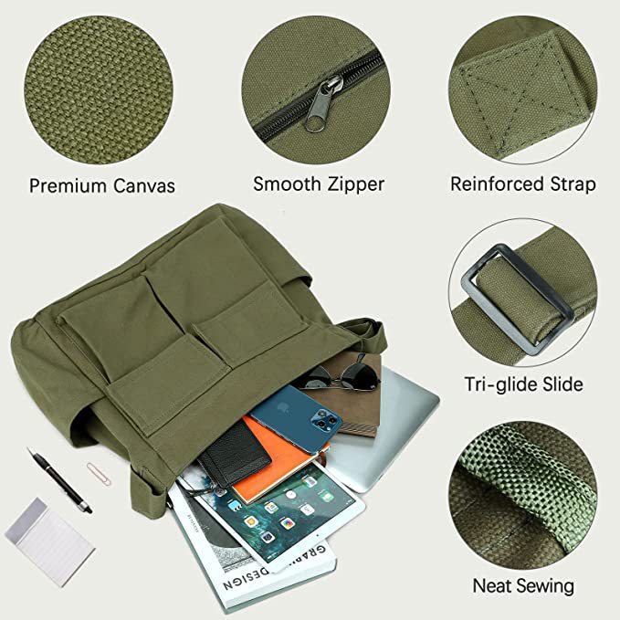 Retro Tooling Style Women's Shoulder Messenger Ins Canvas Large Capacity Literary And Leisure Bag Women - Image 2