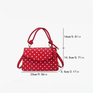 Cute White Black Polka Dot Ladies Small Square Knotted Top Handle Handbag Removable Strap Crossbody Bag Elegant Daily