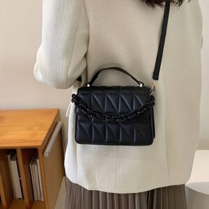 Rhombus Quilted Mini Handbag Metal Chain Adjustable Strap Women Crossbody Shoulder Bag