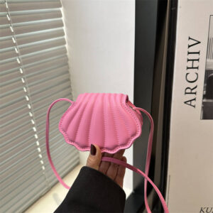 Novlty Shll Mini Crossbody Bag Ladis Solid Color Glossy PU Sashll Dsign Adjustabl Strap Bach Small Shouldr