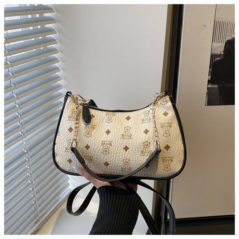 Y2K Classic Pattern Mini Hobo Bag Ladies Metal Chain Strap Handbag - Image 4
