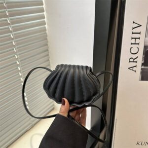 Novlty Shll Mini Crossbody Bag Ladis Solid Color Glossy PU Sashll Dsign Adjustabl Strap Bach Small Shouldr