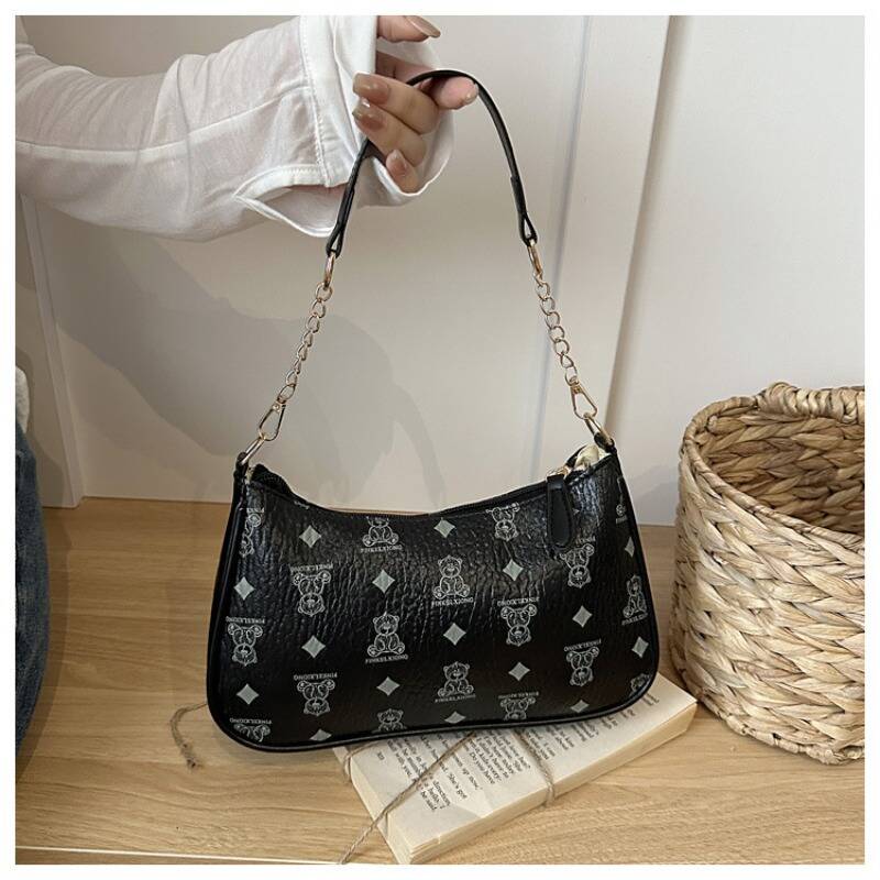 Y2K Classic Pattern Mini Hobo Bag Ladies Metal Chain Strap Handbag - Image 7