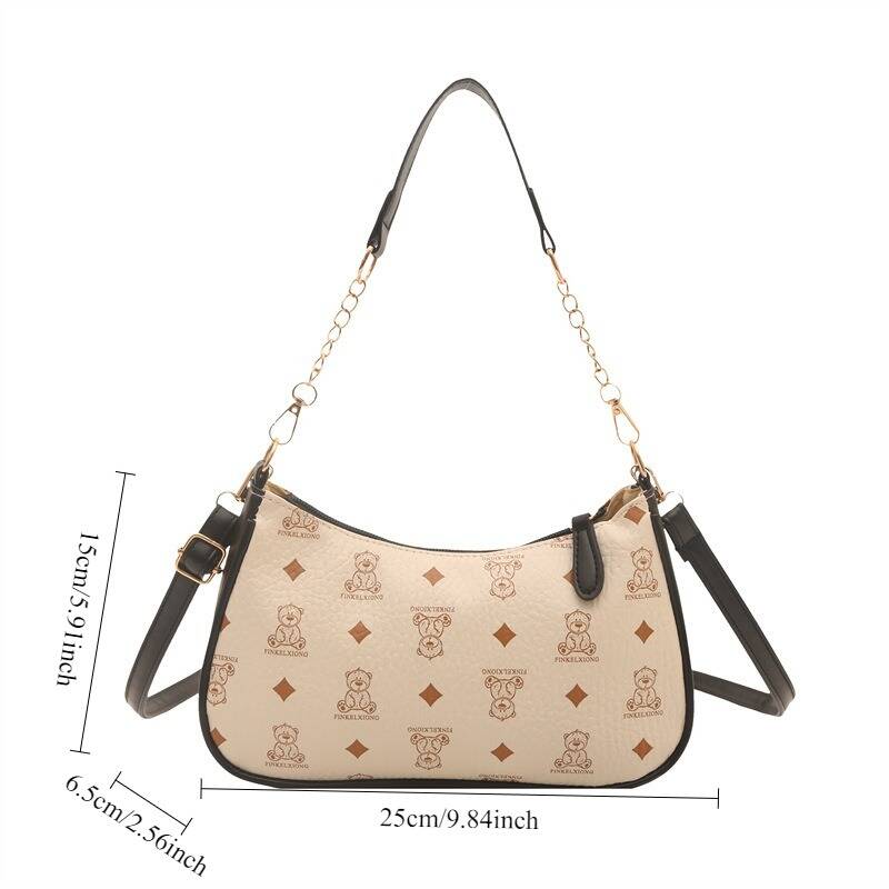 Y2K Classic Pattern Mini Hobo Bag Ladies Metal Chain Strap Handbag - Image 11
