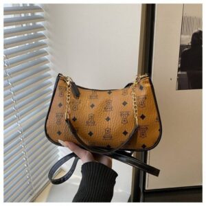 Y2K Classic Pattern Mini Hobo Bag Ladies Metal Chain Strap Handbag