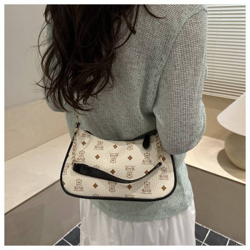 Y2K Classic Pattern Mini Hobo Bag Ladies Metal Chain Strap Handbag - Image 8