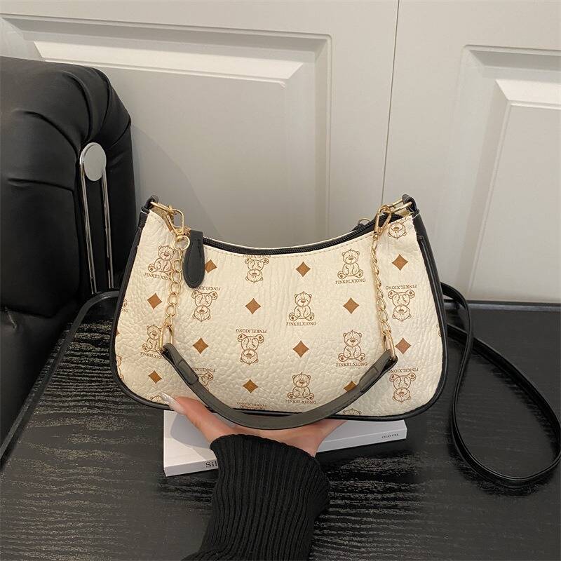 Y2K Classic Pattern Mini Hobo Bag Ladies Metal Chain Strap Handbag - Image 6