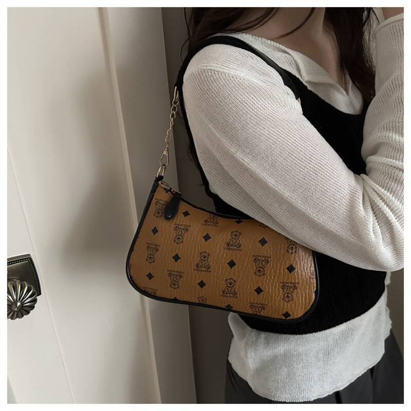 Y2K Classic Pattern Mini Hobo Bag Ladies Metal Chain Strap Handbag - Image 5