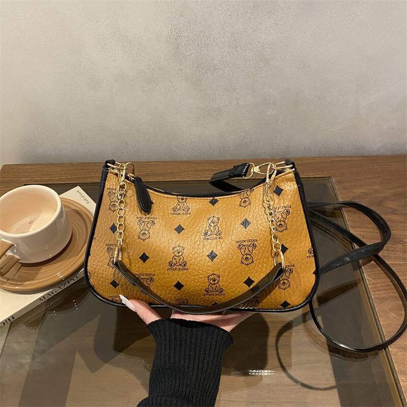 Y2K Classic Pattern Mini Hobo Bag Ladies Metal Chain Strap Handbag - Image 10