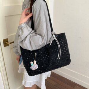 Full Of Youthful Charm, Polka Dot Tote Bag, 2026 New Korean Style, Large Capacity, Versatile For Commuting, PU Handbag,