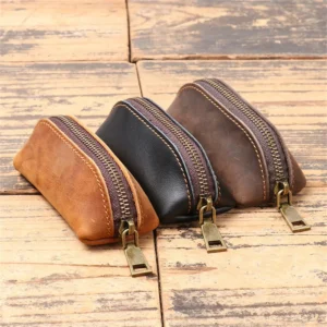 Multi Functional Holder Organizer Pouch Men Women Car Key Wallet Card Bag Fashion Retro PU Leather Solid Zipper Coin