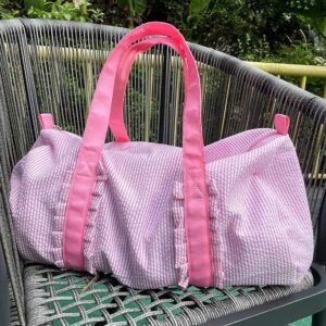 children’s Travel Seersucker Lace Luggage Acrylic Rubber Teeth Zipper Portable Cylinder Bag