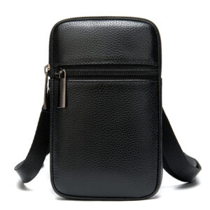 First Layer Cowhide Men’s Casual And Lightweight Vertical Mobile Phone Waist Small Belt Bag