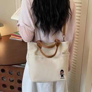 Cute And Unique Artistic Embroidered Canvas Bucket 2026 New Fashionable Versatile Solid Color Casual Crossbody Bag For