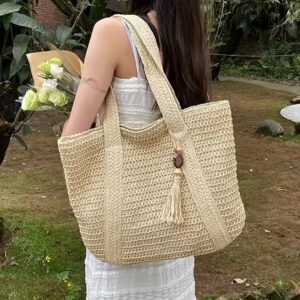 Single Shoulder Straw Solid Color Casual Woven Large Capacity Tote Women’s Beach Bag For Women