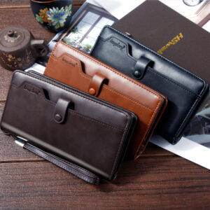 Men’s Men Wallet Long Style Dollar Clip Multi-Functional Phone Bag Zipper Small Clutch