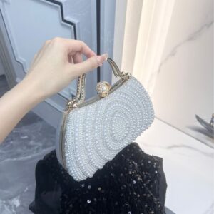 2026 New European And American Style Women’s Dress With Diamond Embellishments, Pearl Evening Single Shoulder Crossbody