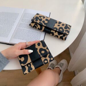 Women’s 2026 New Leopard Print Internet Celebrity Fashion Large Capacity Coin Purse Folding Multi-Card Slot Long Wallet