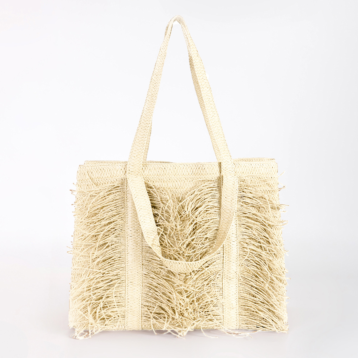 Raffia Tote With Fringe - Handwoven Straw Beach Bag For Women (2026 Summer Collection) - Image 2