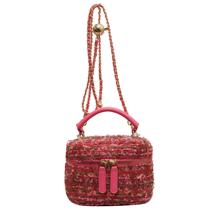 Textured Small For Women 2026 New Trendy Fashion Shoulder Crossbody Versatile Handbag Woolen Chain Box Bag - Image 5