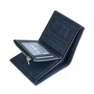 Men’s Bifold Wallet, 2 Styles Available Vertical & Horizontal, Vintage Faux Leather Purse, Color Strip Decor Multi Card