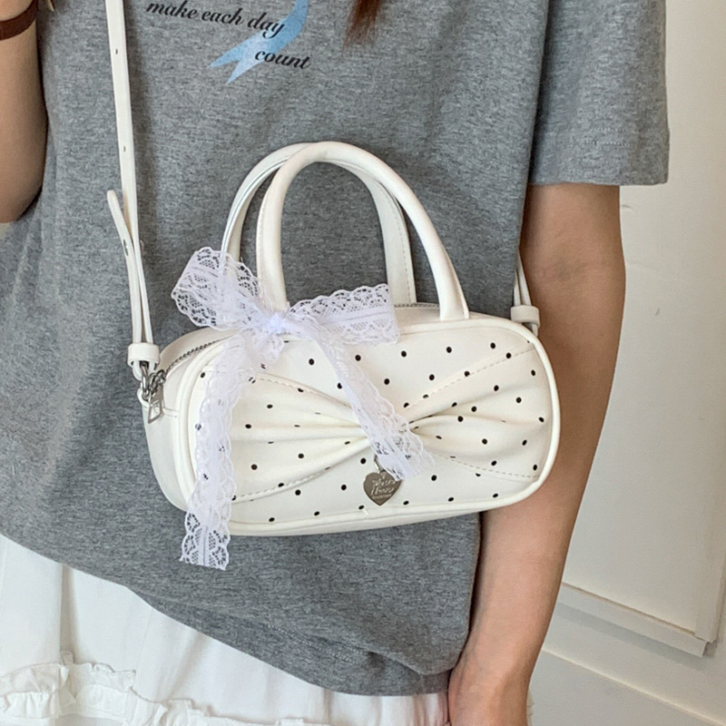 Sweet And Unique Design Bowknot Handbag For Women 2026 New Fashion Versatile Polka Dot Shoulder Crossbody Bag - Image 4