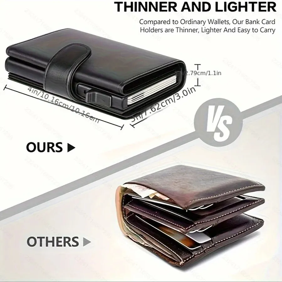 RFID Mini Mens Wallet Automatic Pop-up Card Holder With Coin Pocket 250701 - Image 3