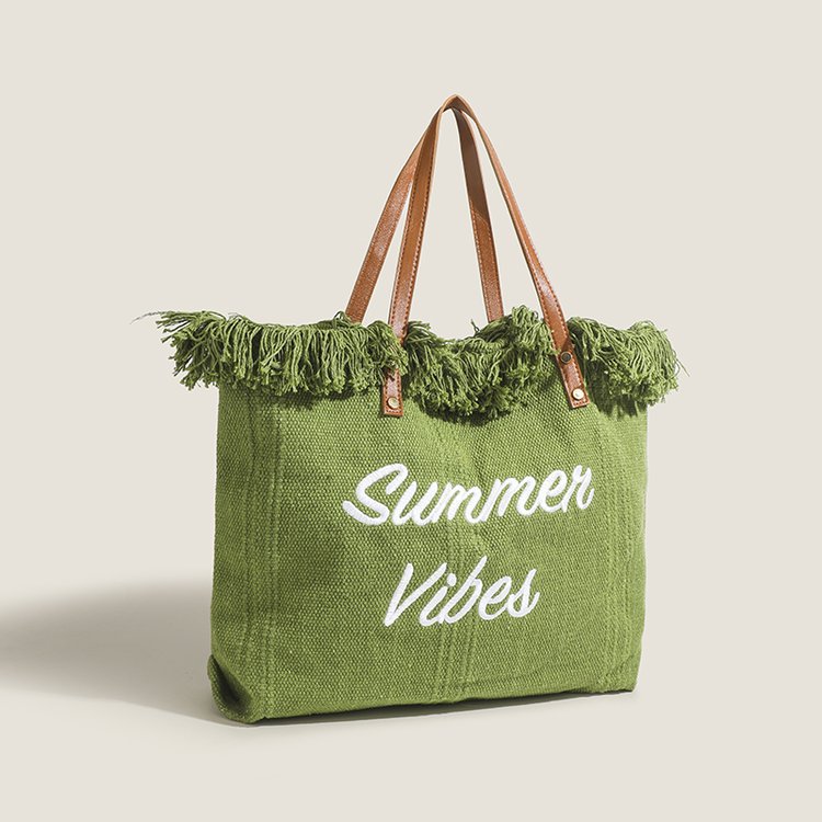 Beach Travel Tote Fashion Simple Tassel Mommy Large Capacity Shoulder Bag Trendy - Image 8