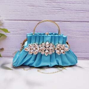 2026 New Shiny Diamond-Studded Fashion Handbag Socialite Party High-End Pleated Evening Bag