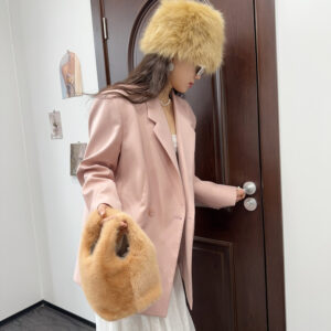 Luxury Faux Fur Bucket Bag Women – Elegant Shoulder & Handbag With Magnetic Closure, Spacious Interior For Daily