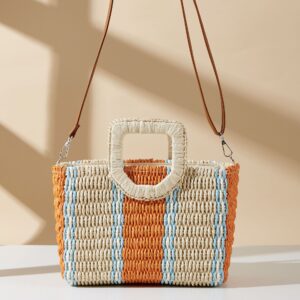 2026 New Bohemian Style Straw Women’s Striped Large Capacity Woven Bag Fashionable Vacation