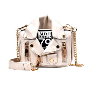 Women’s Oiled Leather Jacket Style Fashion Shoulder Crossbody Bag Chain Detailing Spring