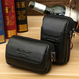 New leather bag with belt for men, 5/5.5/6 inch phone cowhide small waist bag, multifunctional