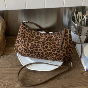 Vintae Niche Leopard Print For Women, 2026 Fall/Winter New Casual Commutin Shoulder Ba, Lazy Style Crossbody Small